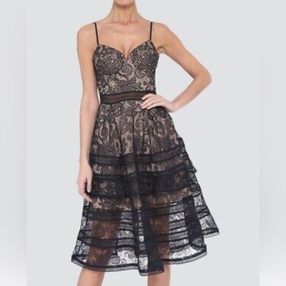 SELF-PORTRAIT  Black Paisley Lace Bustier Midi - worn twice, mint condition.